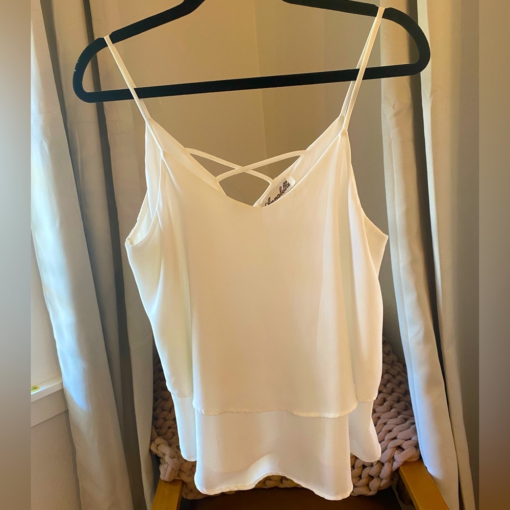 Annabella white tiered tank top